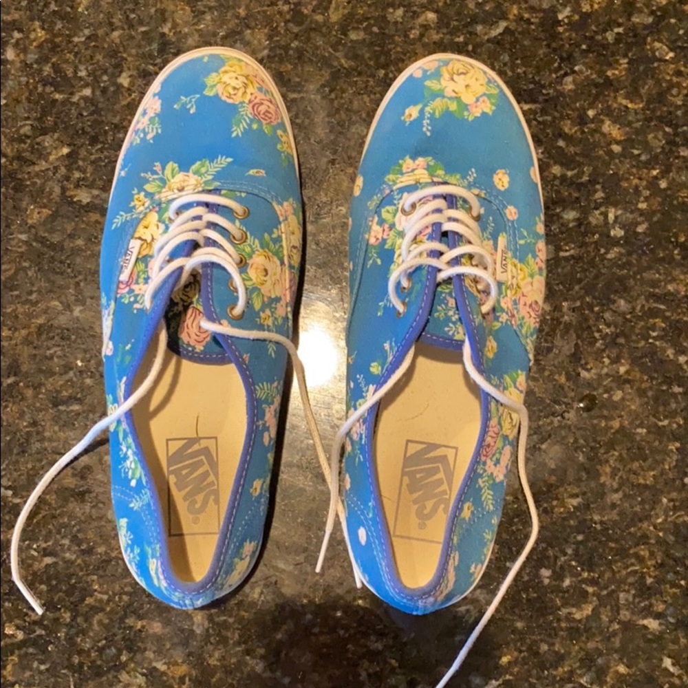 Blue Floral Print Vans